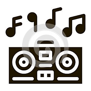 Playing Record Player And Musical Notes Vector