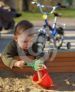 Playing in the sand pit