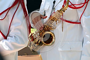 Playing saxophone photo