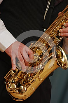 Playing the saxophone