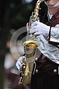 Playing Saxophone in Parade