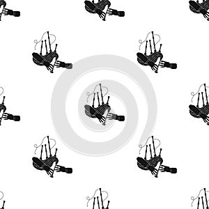 Playing the Scottish national bagpipe instrument. Bagpipe Wind Instruments single icon in black style vector symbol