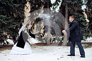 Playing snowballs photo