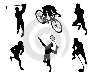 Playing tennis and badminton silhouettes design vector