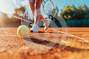 Playing tennis on clay court