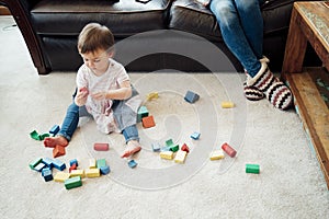 Playing with Toy Blocks at Home