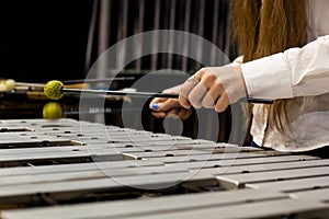 Playing the vibraphone closeup