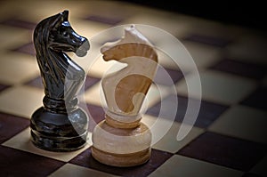 Playing wooden chess pieces