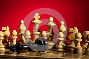 Playing wooden chess pieces