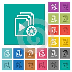 Playlist settings square flat multi colored icons