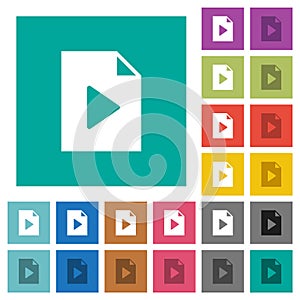 Playlist solid square flat multi colored icons
