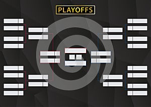 Playoffs Schedule with two Conference. Tournament Bracket on black background.