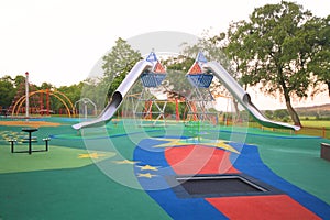 Playpark with chutes and rides