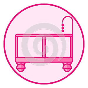 Playpen. Pink baby icon on a white background