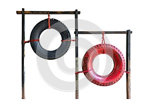 Plaything tool in adventure training camp isolated on white background with clipping path