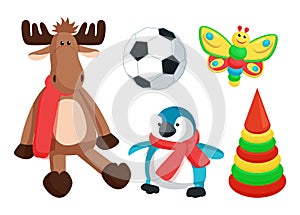 Playthings for Kids from Santa Vector Illustration