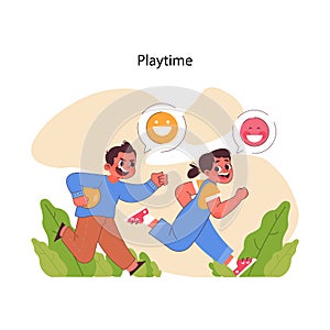 Playtime joy concept. Flat vector illustration