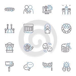 Playtime line icons collection. Fun, Games, Laughter, Joy, Play, Amusement, Recreation vector and linear illustration