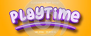 Playtime text, 3d purple editable font effect