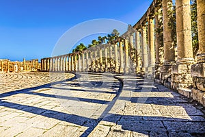 Plaza 160 Ionic Columns Ancient Roman City Jerash Jordan