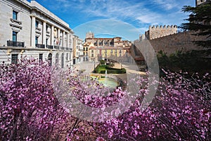 Plaza Adolfo Suarez Square with Avila Walls and Cathedral - Avila, Spain photo