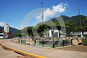 Plaza with an arch that expresses the entrance to the Amazon in the city of Tingo Maria,