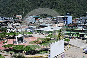 Plaza with an arch that expresses the entrance to the Amazon in the city of Tingo Maria,