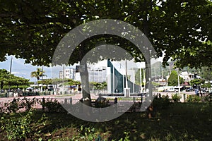 Plaza with an arch that expresses the entrance to the Amazon in the city of Tingo Maria,