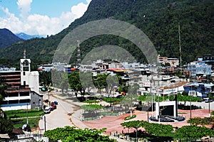 Plaza with an arch that expresses the entrance to the Amazon in the city of Tingo Maria, province of Leoncio Prado, Huanuco