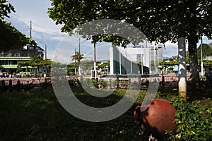 Plaza with an arch that expresses the entrance to the Amazon in the city of Tingo Maria, province of Leoncio Prado, Huanuco