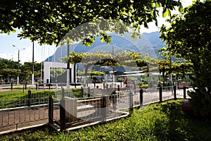 Plaza with an arch that expresses the entrance to the Amazon in the city of Tingo Maria, province of Leoncio Prado, Huanuco