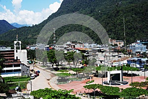 Plaza with an arch that expresses the entrance to the Amazon in the city of Tingo Maria, province of Leoncio Prado, Huanuco r