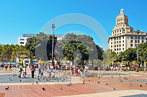 Plaza Catalunya in Barcelona, Spain