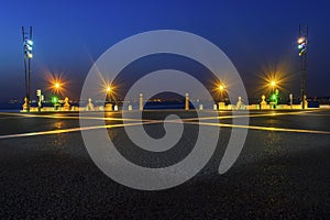 Plaza at dawn by the river