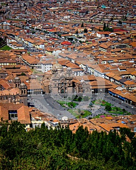 The Plaza de Armas Cusco, Peru from Above