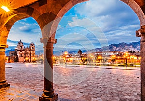 Plaza de Armas early in morning,Cusco, Peru photo