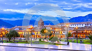 Plaza de Armas early in morning,Cusco, Peru photo