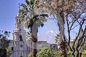 Plaza de Armas with El Misti volcano, Arequipa photo