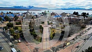 Plaza De Armas Of Puerto Natales In Magallanes Chile. photo