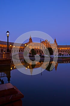 Plaza de Espa?a at night, Sevilla, Spain