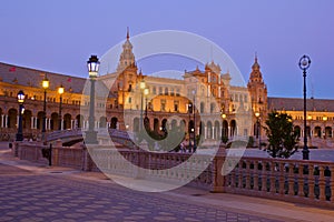 Plaza de Espa?a at night, Seville, Spain