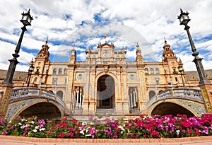 Plaza de Espana in Sevilla at sunset, Andalusia photo