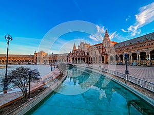 Plaza de Espana, Seville, Spain, at sunrise