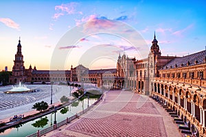 Plaza de Espana in Seville during Sunset, Andalusia photo