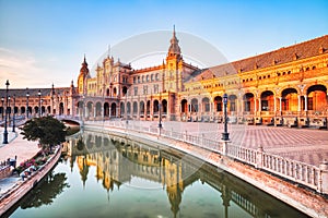 Plaza de Espana in Seville during Sunset, Andalusia photo