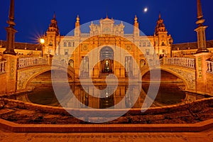 Plaza de Espana. Spanish square in the centre of old but magnificent Seville, Spain