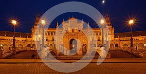 Plaza de Espana. Spanish square in the centre of old but magnificent Seville, Spain