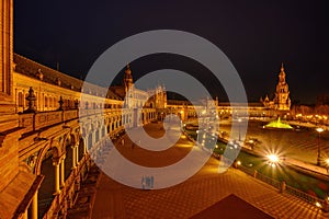 Plaza de Espana. Spanish square in the centre of old but magnificent Seville, Spain