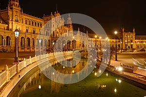 Plaza de Espana. Spanish square in the centre of old but magnificent Seville, Spain