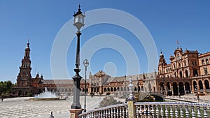 Plaza de Espana Square bridge in Sevilla, Spain